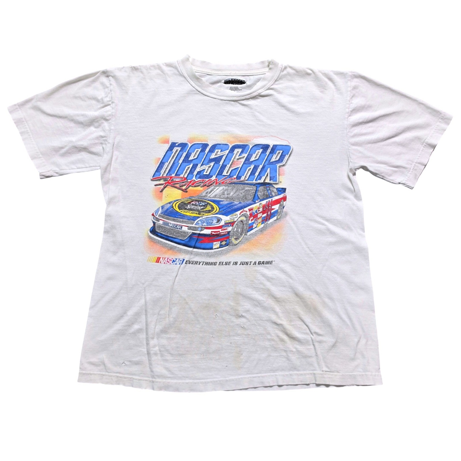 Nascar Racing TShirt Mens Large White Distressed Sprint Cup Graphic Tee